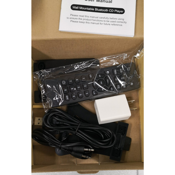 Black Wall Mountable CD Player w/FM Radio USB MP3 Bluetooth No. KC-909 w Remote - Picture 11 of 11